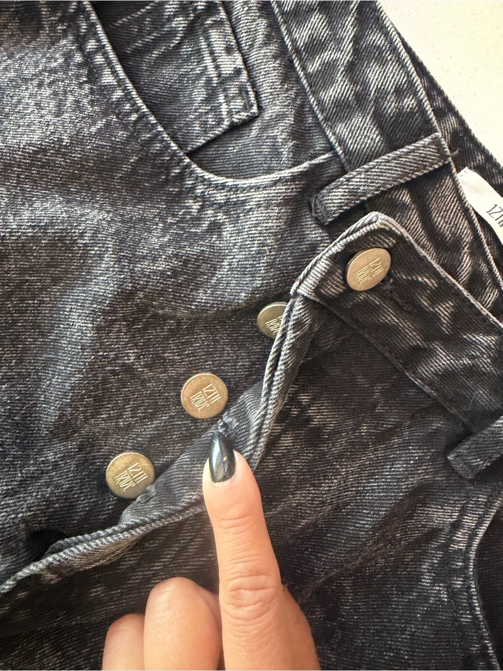 12th Tribe High-Waist Black Acid Wash Jeans - Picture 6 of 10